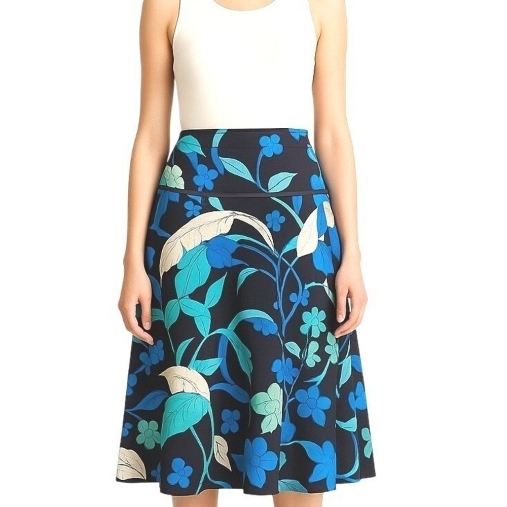 Salvatore Ferragamo Silk Floral Skirt Women's Size 10 A Line Luxury Designer